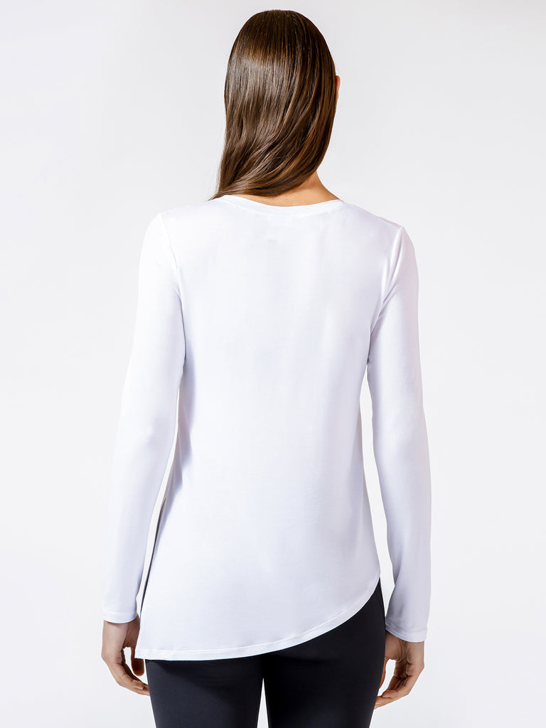 LONG SLEEVE SWAY TEE, WHITE