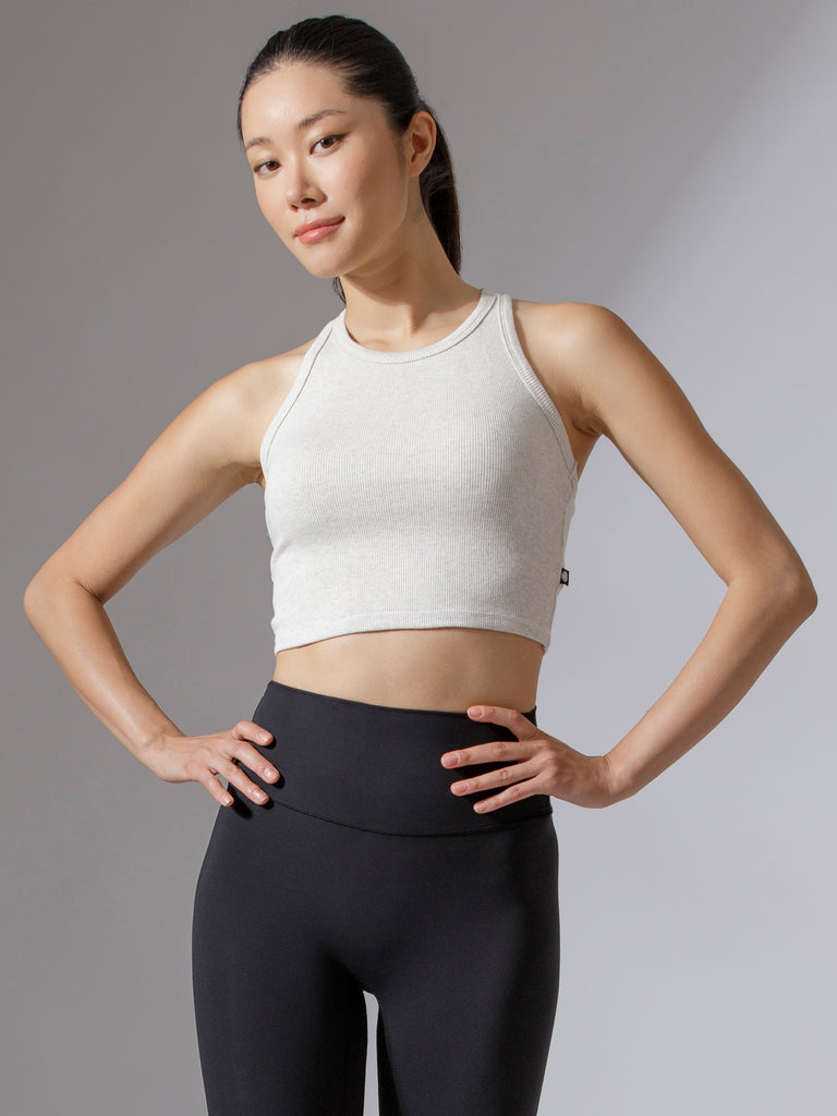 EVERYDAY RIBBED CROPPED SINGLET, GREY