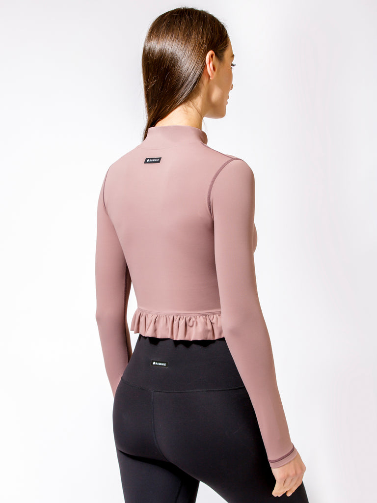 CROPPED RUFFLES JACKET, ASH MAUVE