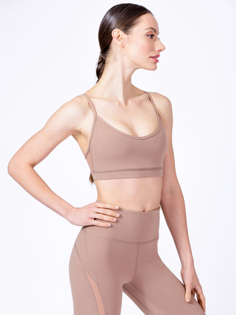 VERTICAL MESH BRA, MOCHA