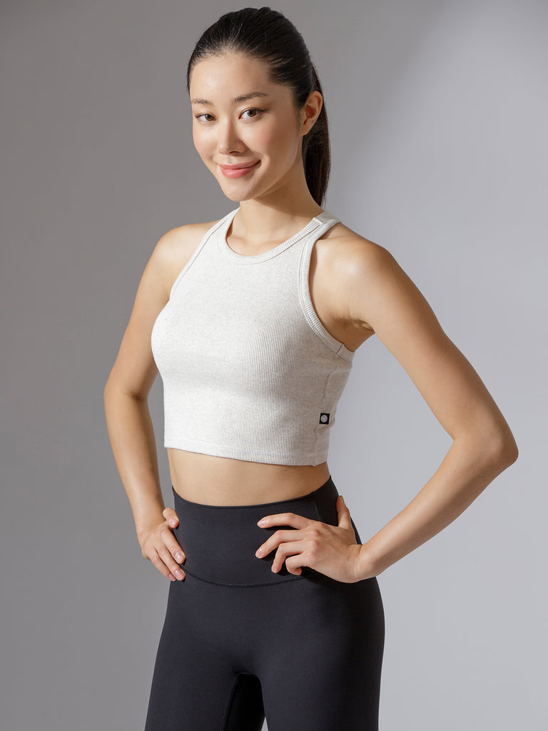 EVERYDAY RIBBED CROPPED SINGLET, GREY