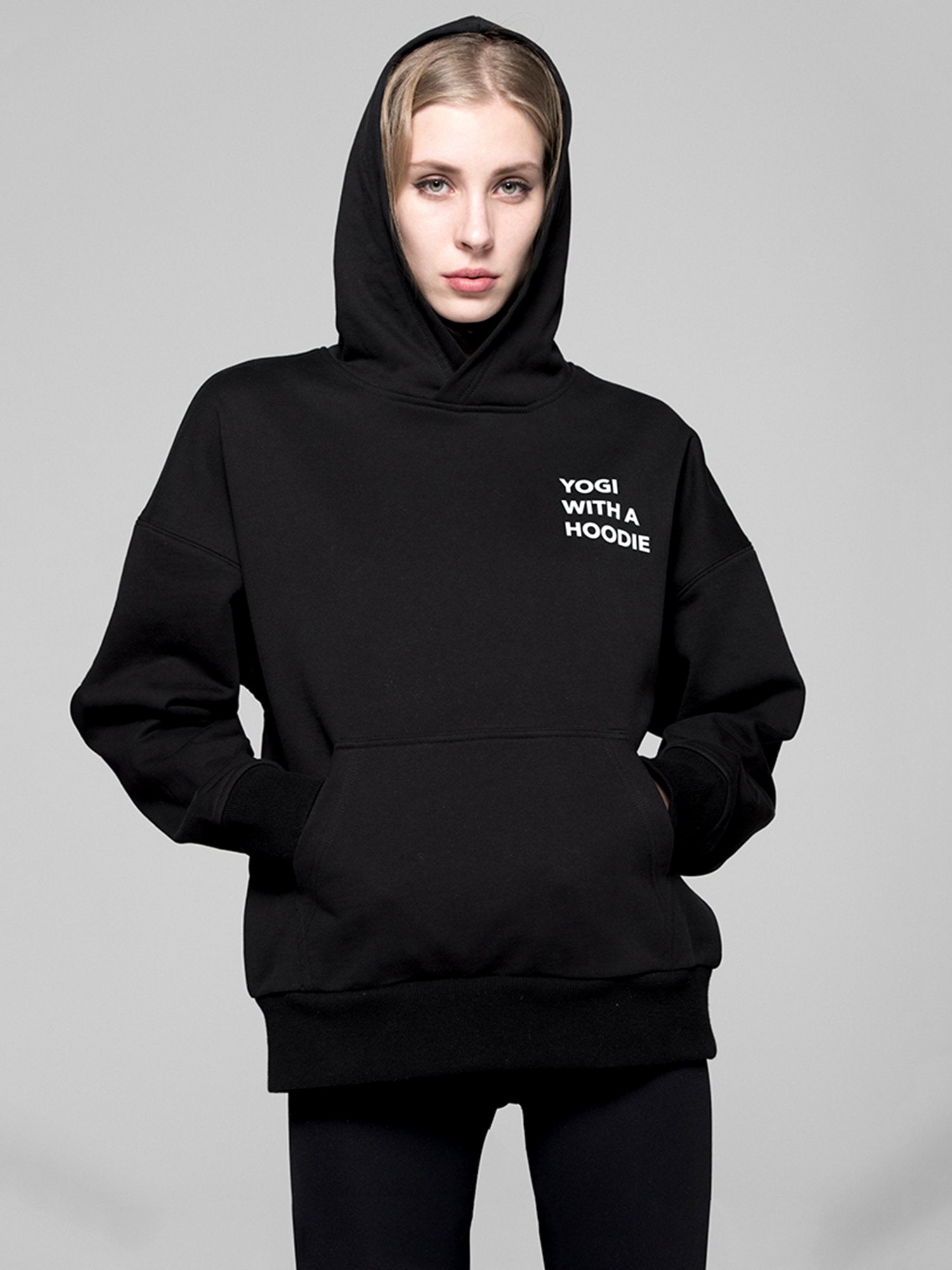 YOGI WITH A HOODIE, BLACK