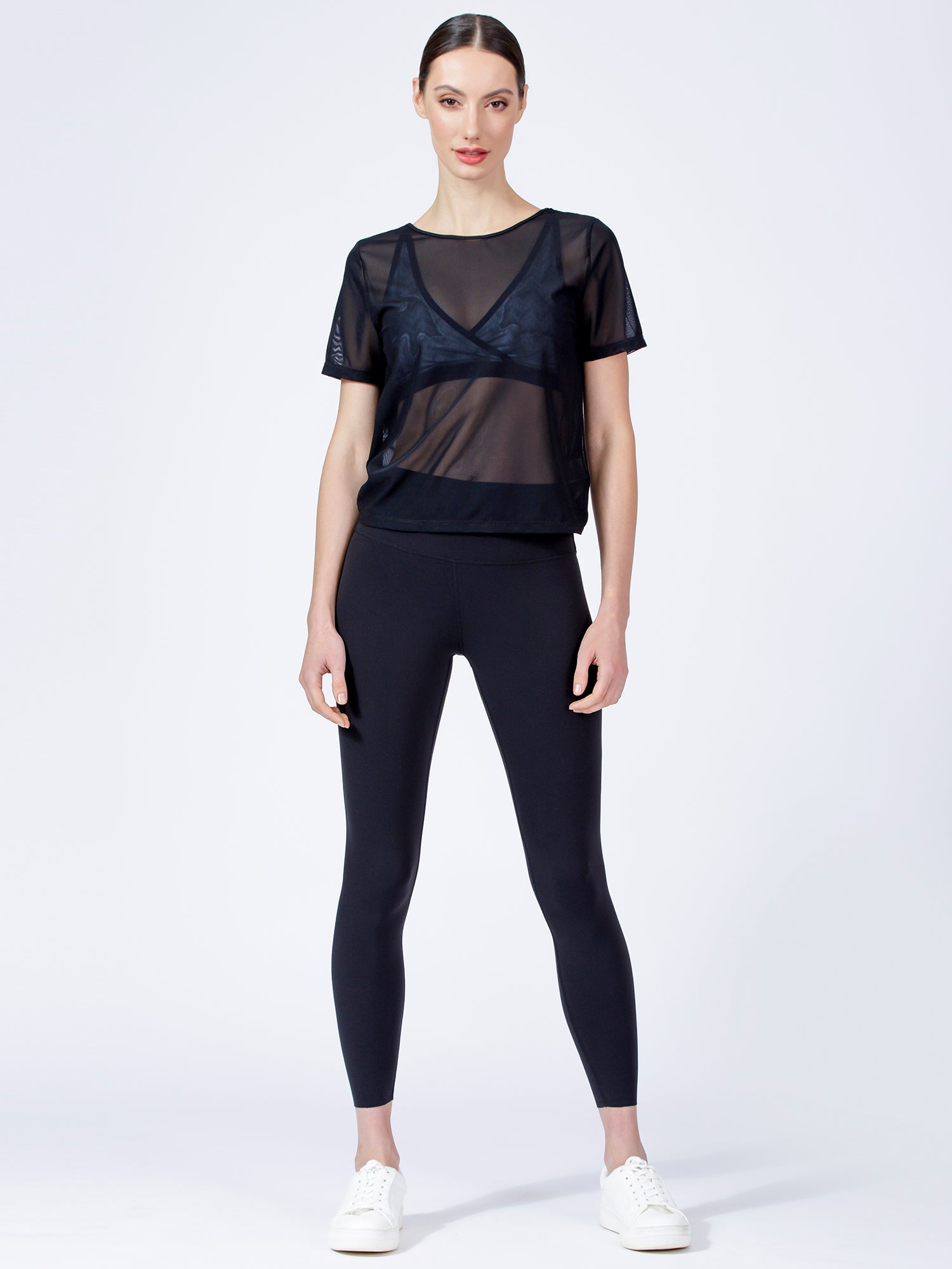 MESH TWIST TEE, BLACK MESH