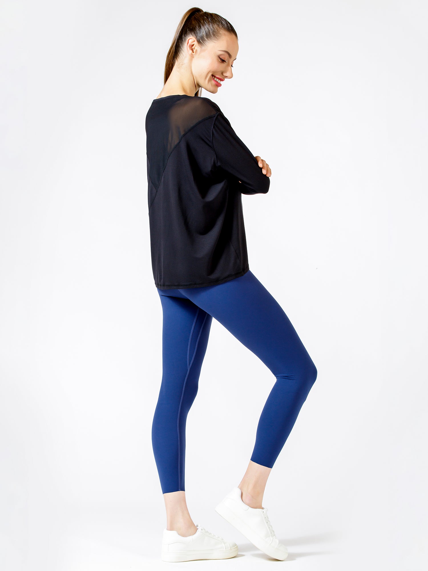 MESH BACK RELAXED TEE, BLACK/BLACK MESH
