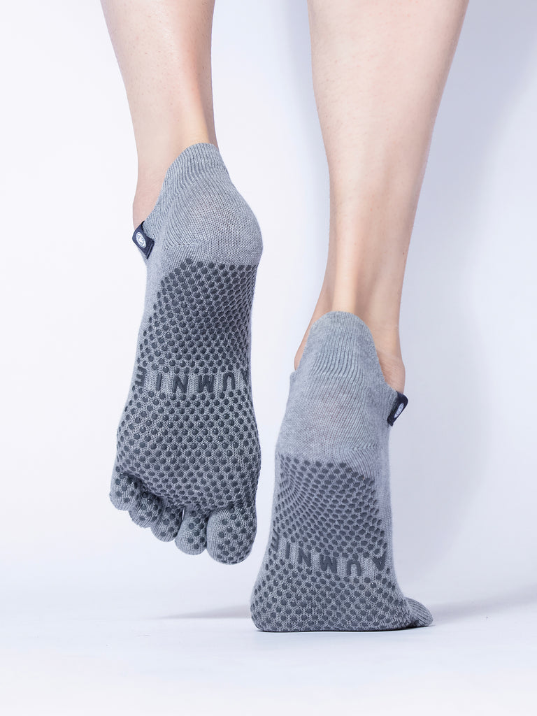 FULL TOE YOGA ANKLE GRIP SOCKS, GREY