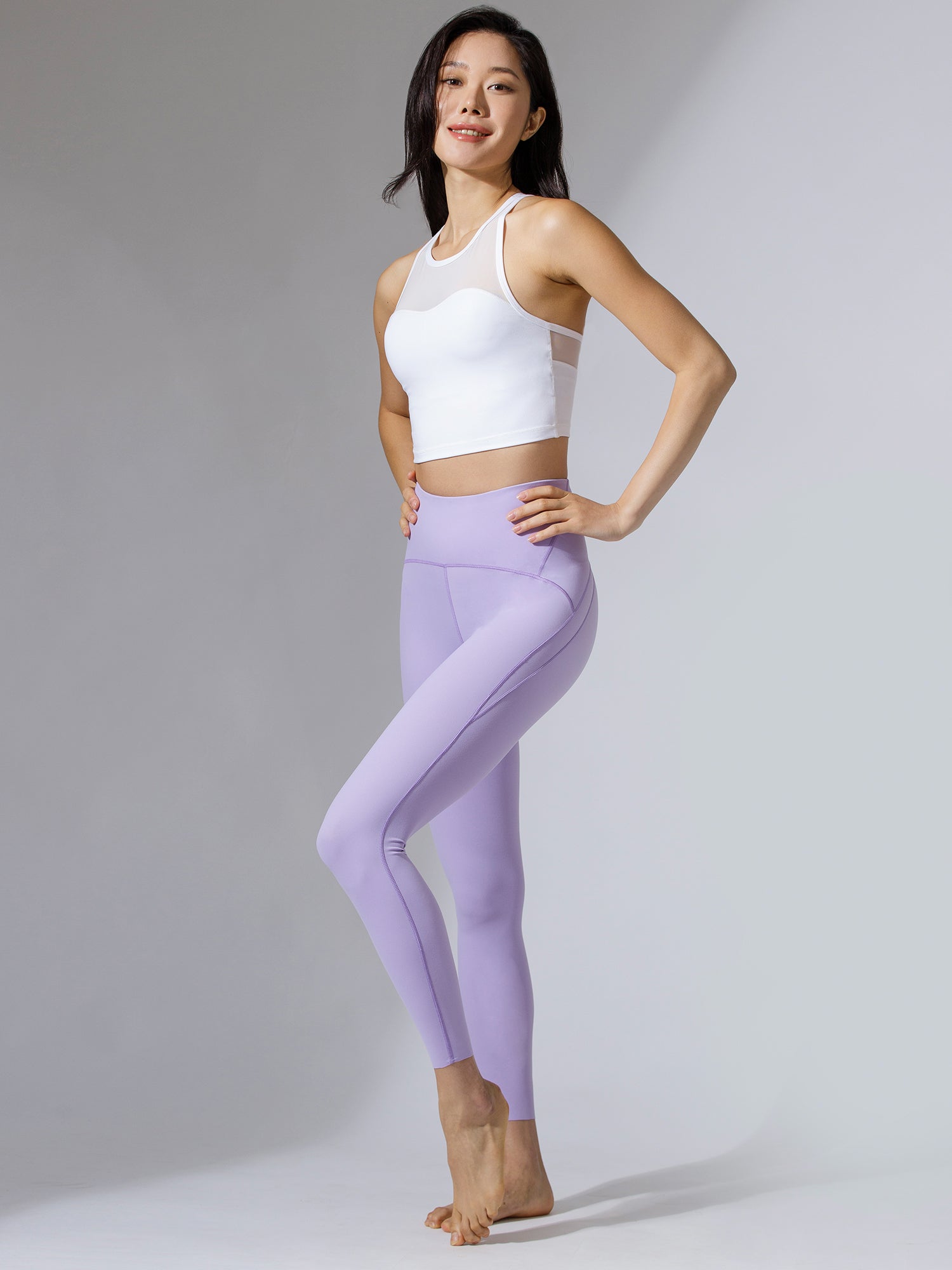 PANELLED WAISTLINE NUDE PANTS, AMETHYST