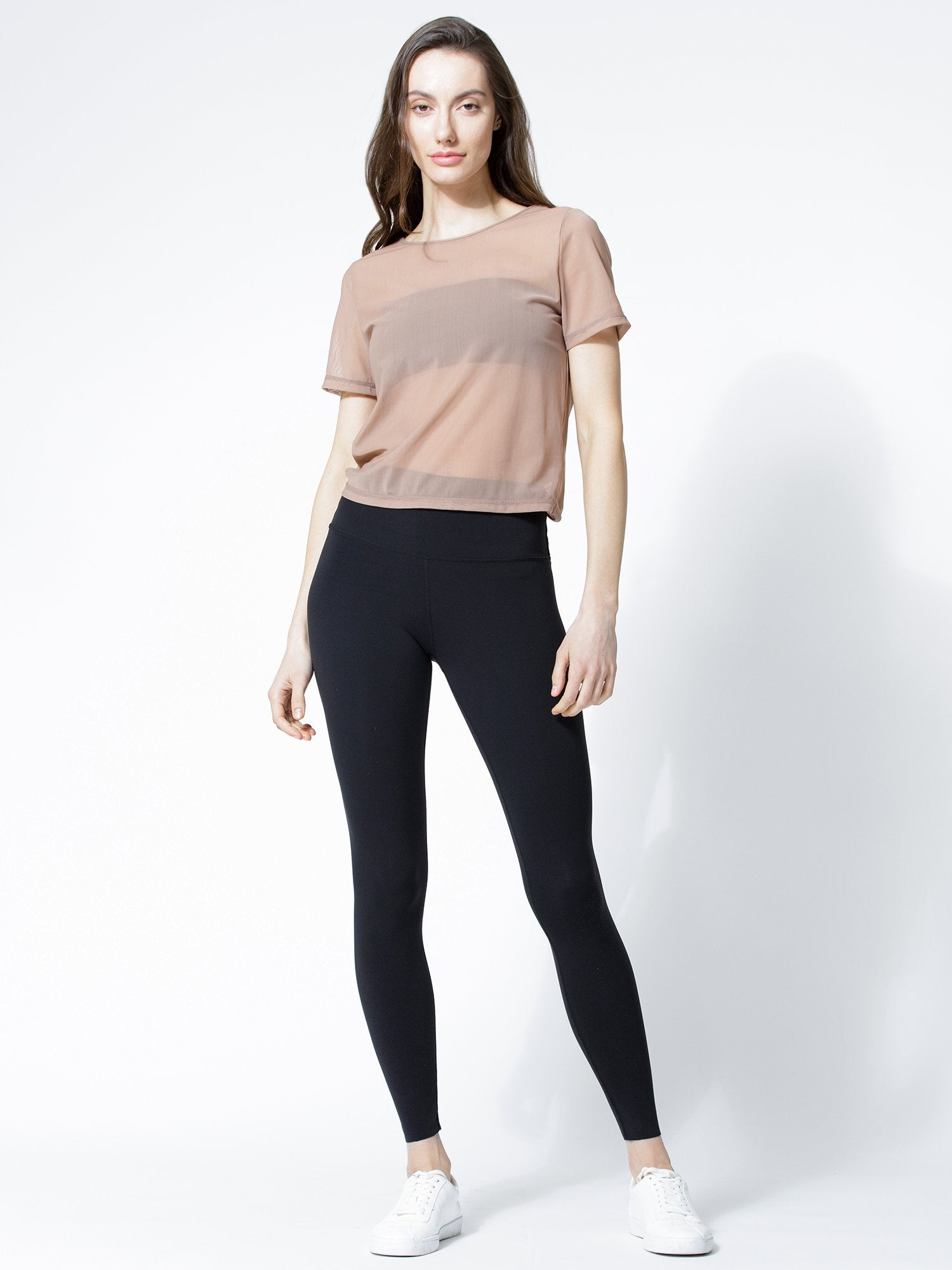 MESH TWIST TEE, MOCHA MESH