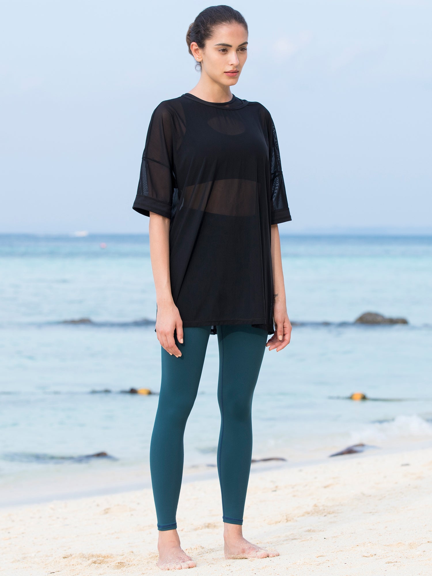 OVERSIZED MESH TEE, BLACK
