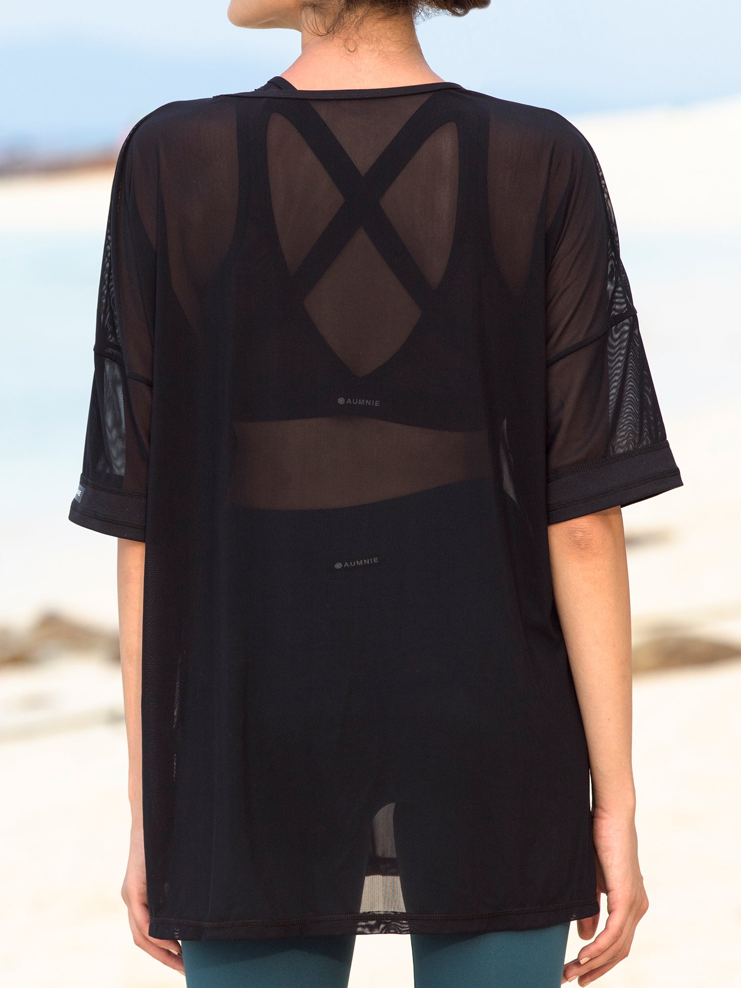 OVERSIZED MESH TEE, BLACK
