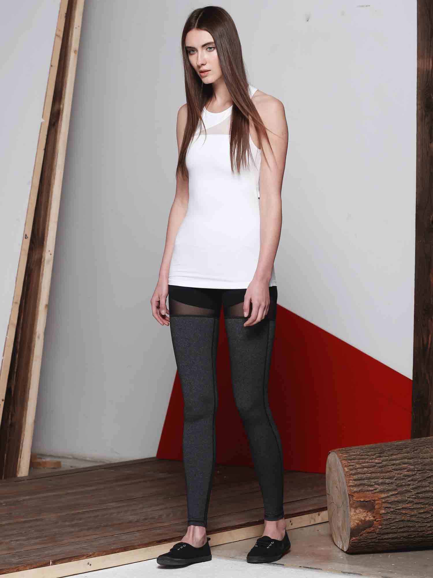 CRYSTAL PANTS, BLACK/HEATHER BLACK