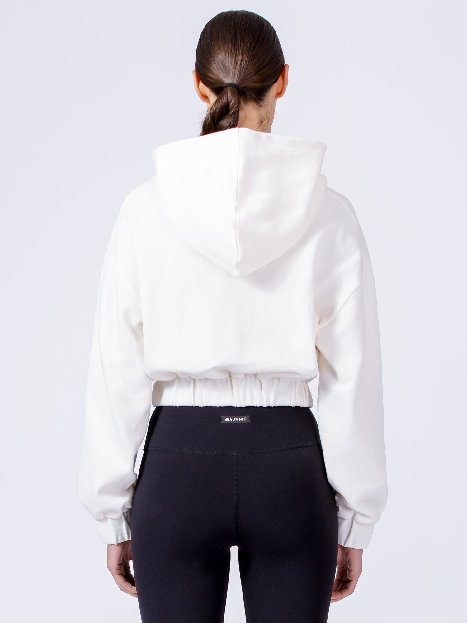 ZIP UP CROPPED HOODIE, WHITE
