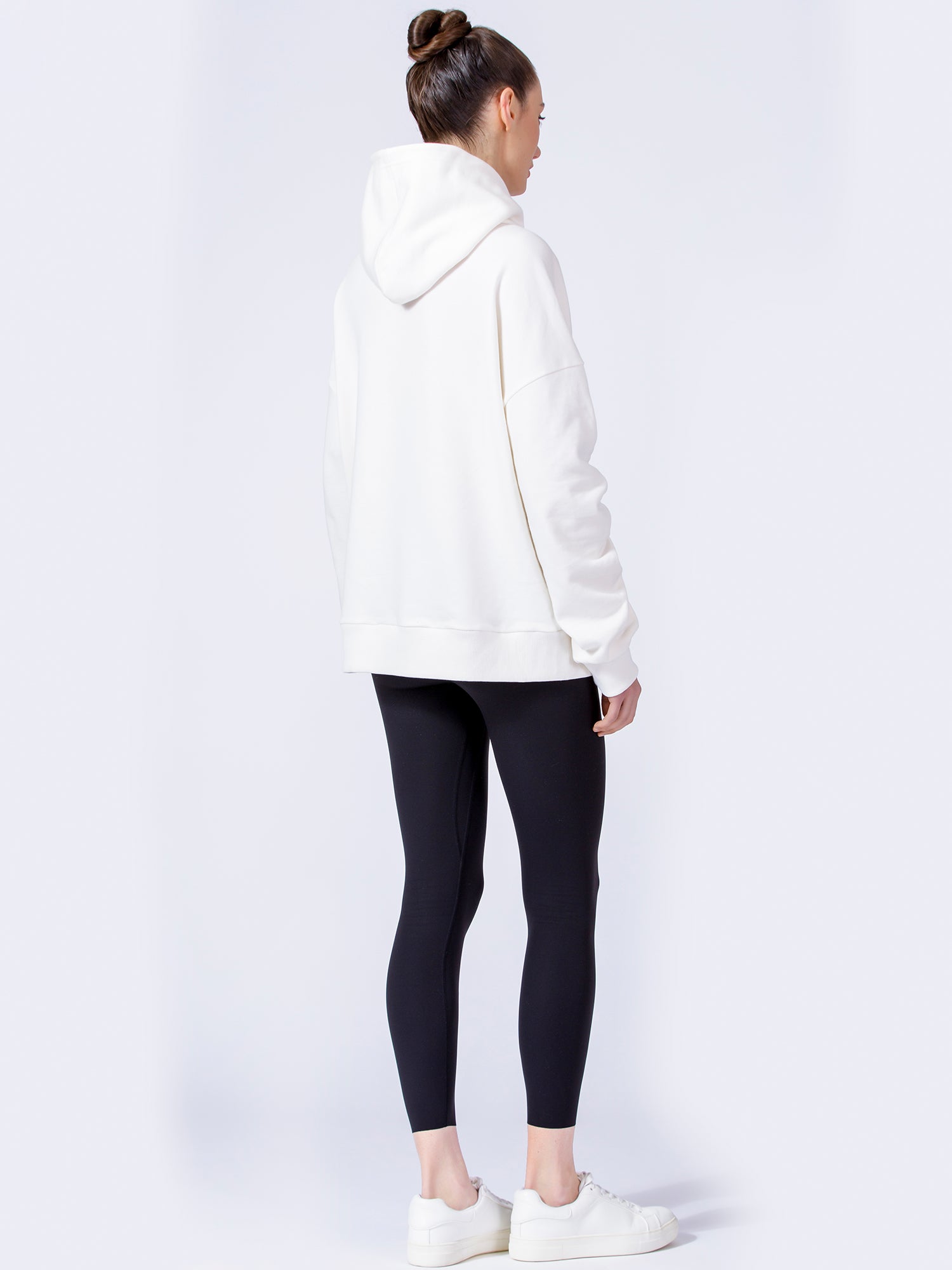 RUCHED RUNWAY HOODIE, WHITE