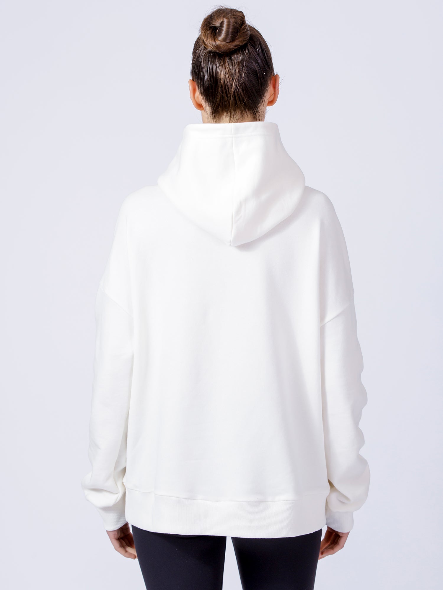 RUCHED RUNWAY HOODIE, WHITE