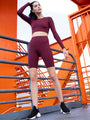 LONG SLEEVE CROPPED TEE, BORDEAUX