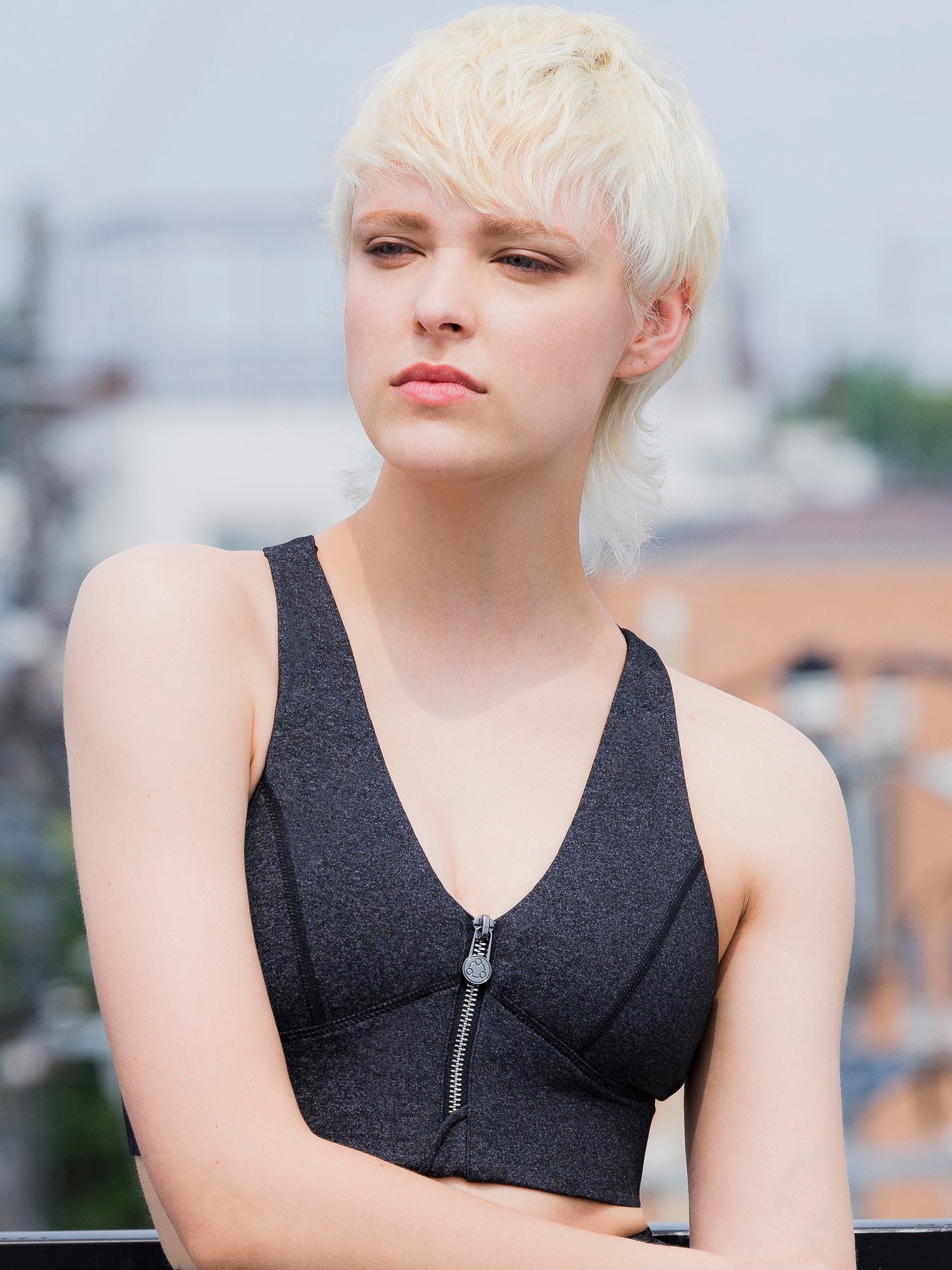 SUPPORT BRA, HEATHER BLACK