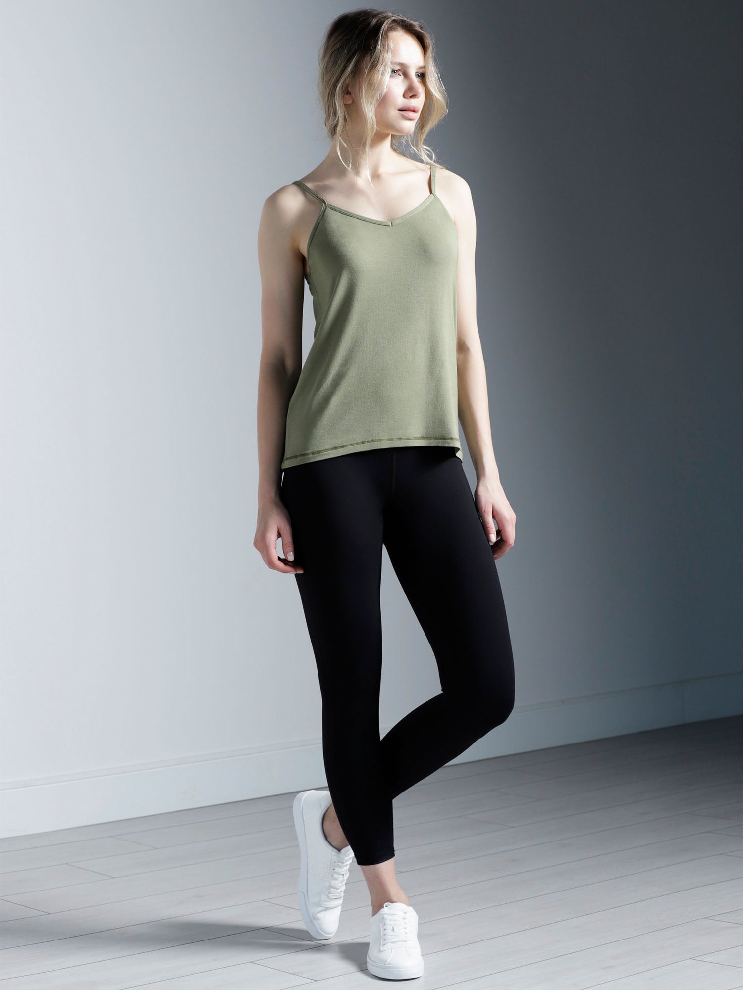 V BACK SINGLET, SAGE