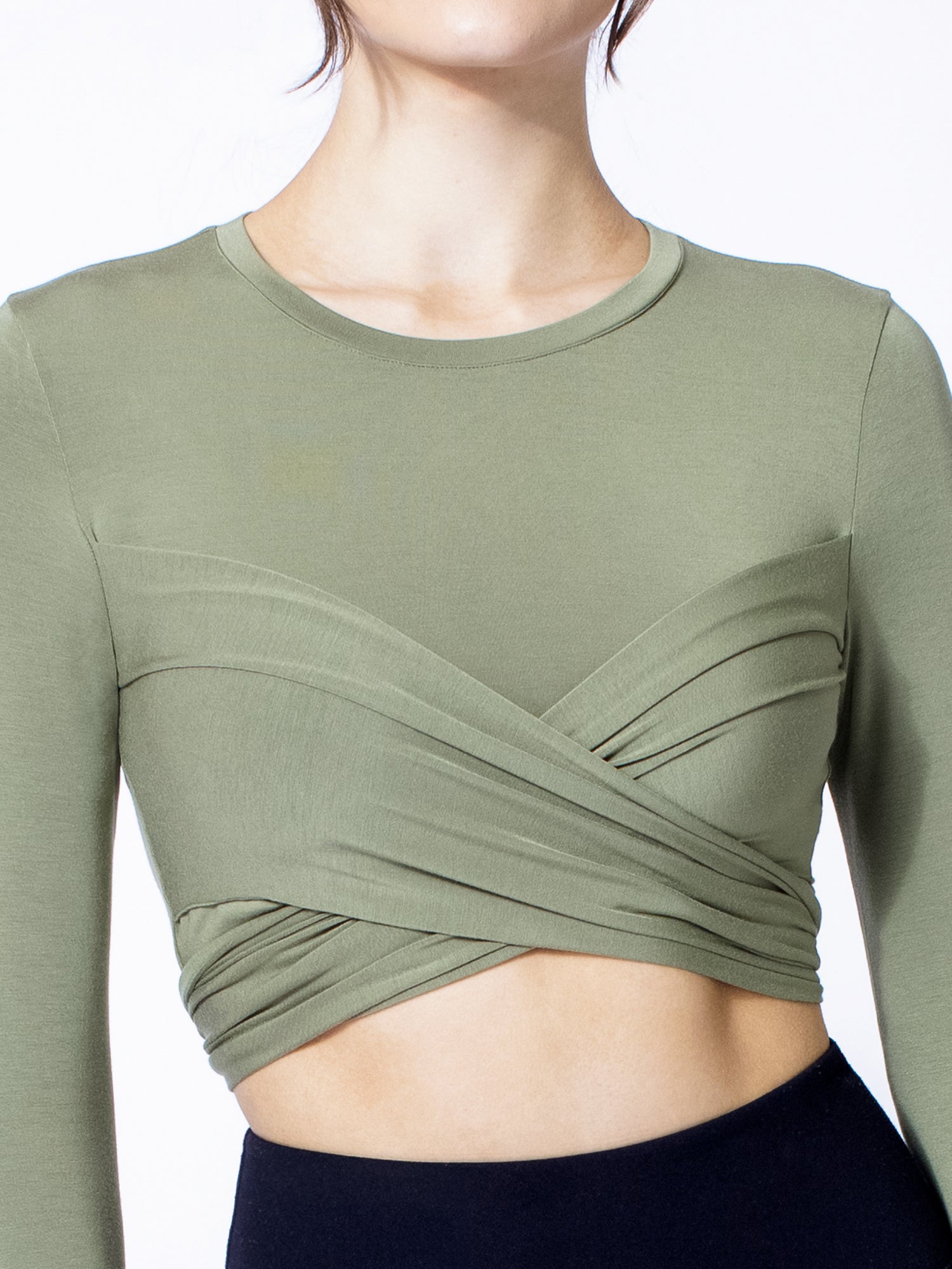 LONG SLEEVE CT WRAP TEE, SAGE