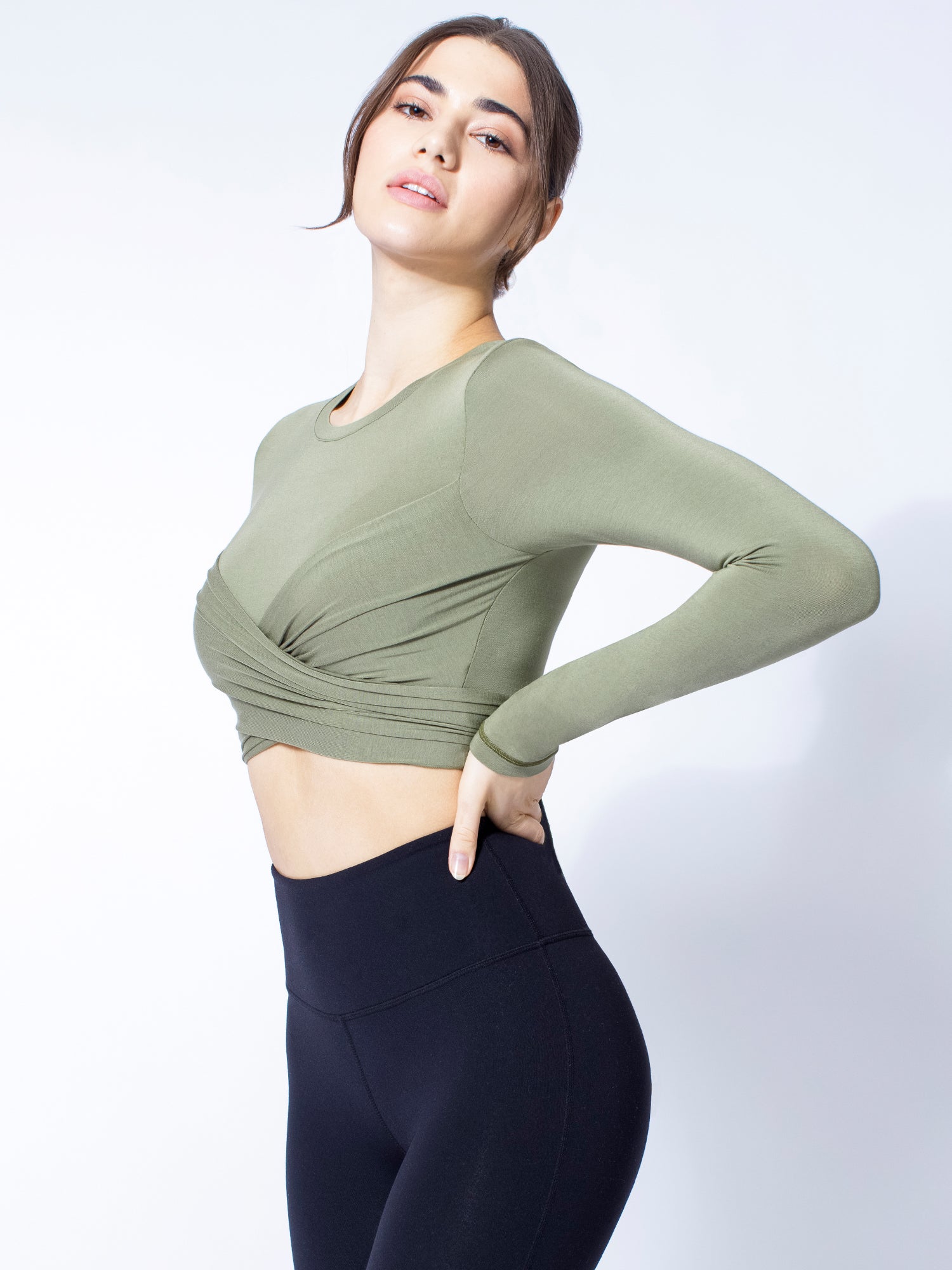 LONG SLEEVE CT WRAP TEE, SAGE