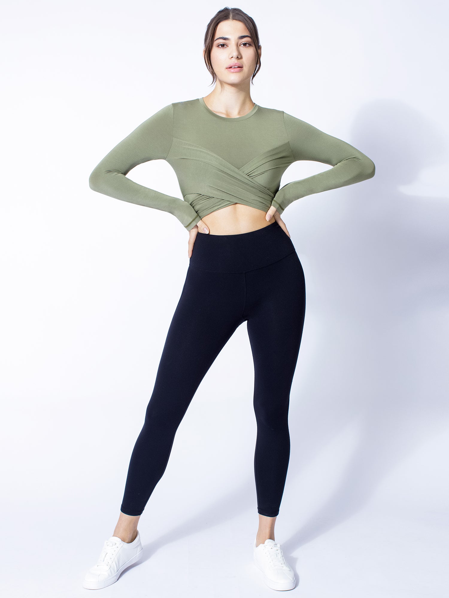 LONG SLEEVE CT WRAP TEE, SAGE