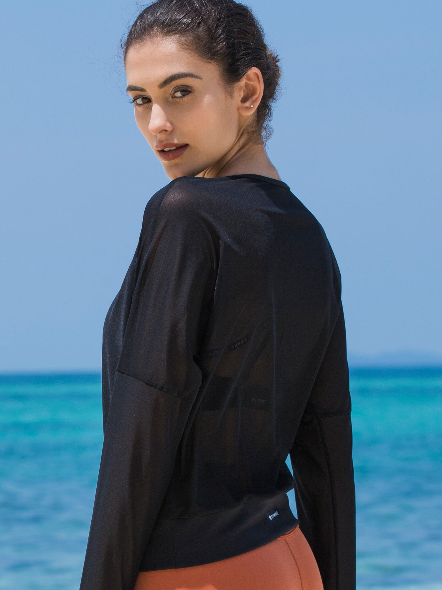 MESH SWEATSHIRT, BLACK
